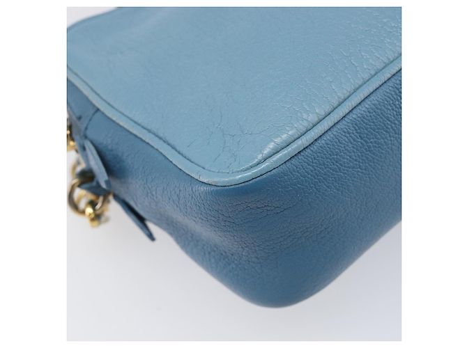 Borsa a tracolla Miu Miu in pelle blu e oro Auth 200239A D'oro - vista 12