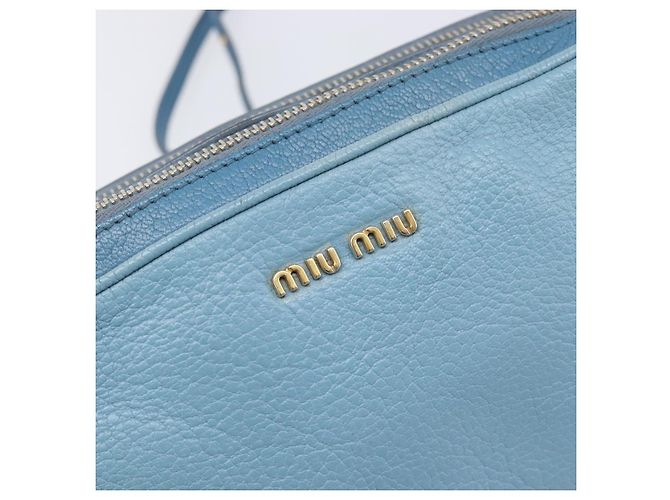 Borsa a tracolla Miu Miu in pelle blu e oro Auth 200239A D'oro - vista 15