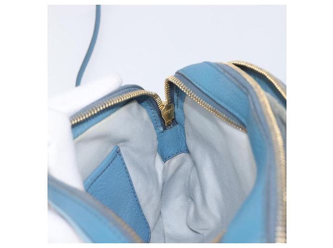Borsa a tracolla Miu Miu in pelle blu e oro Auth 200239A D'oro - vista 19