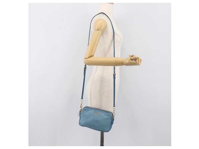 Borsa a tracolla Miu Miu in pelle blu e oro Auth 200239A D'oro - vista 24