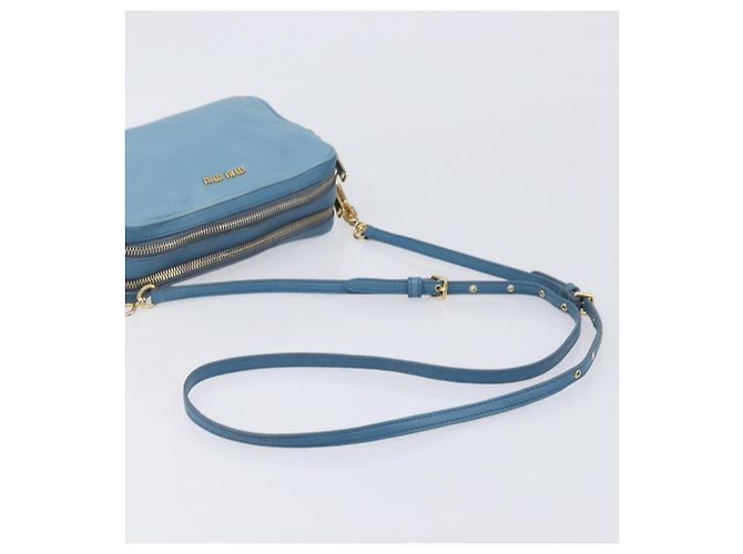 Borsa a tracolla Miu Miu in pelle blu e oro Auth 200239A D'oro - vista 7