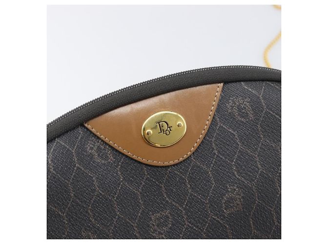 Borsa a tracolla con catena in tela Honeycomb Christian Dior PVC Nero Oro Auth 200249A - vista 15
