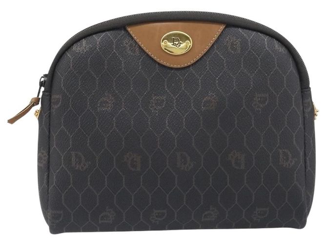 Borsa a tracolla con catena in tela Honeycomb Christian Dior PVC Nero Oro Auth 200249A - vista 2