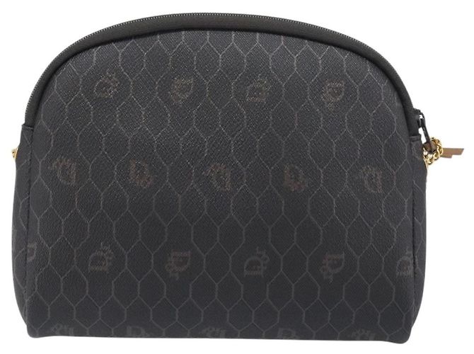 Borsa a tracolla con catena in tela Honeycomb Christian Dior PVC Nero Oro Auth 200249A - vista 3