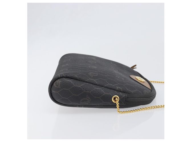 Borsa a tracolla con catena in tela Honeycomb Christian Dior PVC Nero Oro Auth 200249A - vista 4