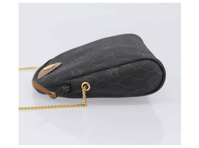 Borsa a tracolla con catena in tela Honeycomb Christian Dior PVC Nero Oro Auth 200249A - vista 5