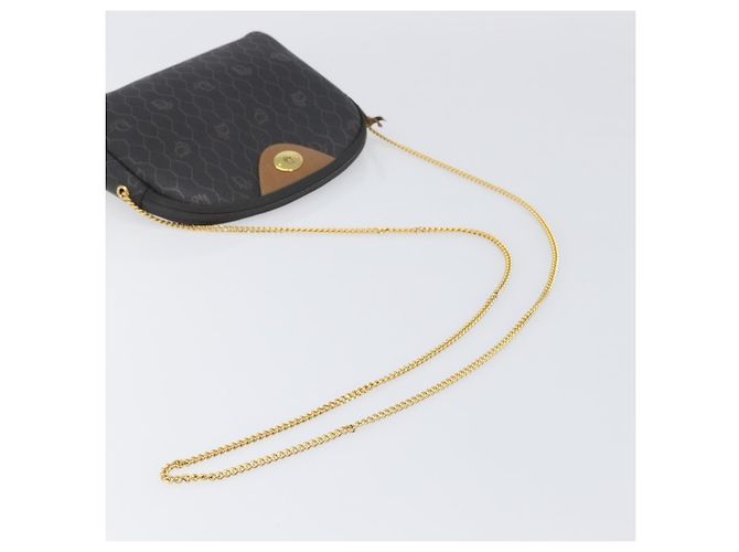 Borsa a tracolla con catena in tela Honeycomb Christian Dior PVC Nero Oro Auth 200249A - vista 7