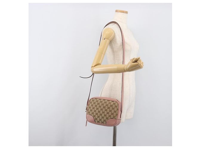 Borsa a tracolla GUCCI GG Canvas Beige Oro 449413 Auth 197806A D'oro - vista 24