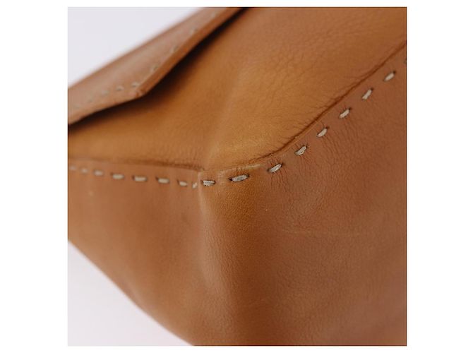 Borsa a tracolla FENDI Selleria Mamma Baguette in pelle marrone argento Auth yk20788SAM - vista 11