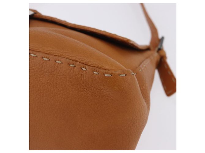 Borsa a tracolla FENDI Selleria Mamma Baguette in pelle marrone argento Auth yk20788SAM - vista 12