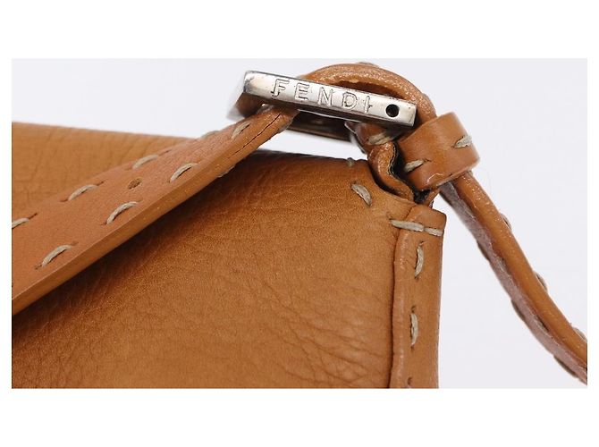 Borsa a tracolla FENDI Selleria Mamma Baguette in pelle marrone argento Auth yk20788SAM - vista 15