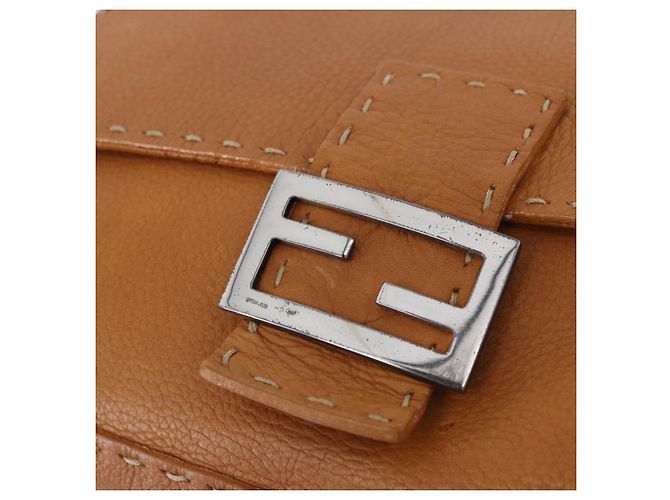 Borsa a tracolla FENDI Selleria Mamma Baguette in pelle marrone argento Auth yk20788SAM - vista 16