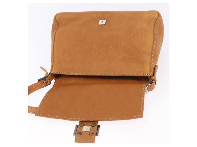 Borsa a tracolla FENDI Selleria Mamma Baguette in pelle marrone argento Auth yk20788SAM - vista 19