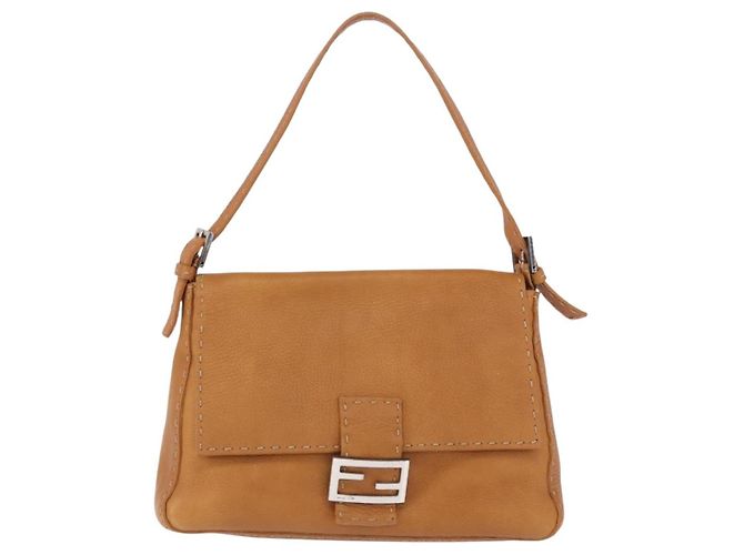Borsa a tracolla FENDI Selleria Mamma Baguette in pelle marrone argento Auth yk20788SAM - vista 2