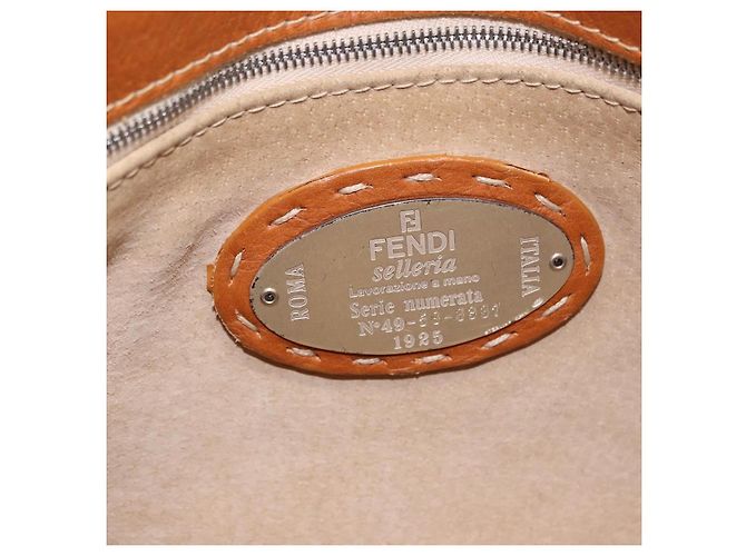 Borsa a tracolla FENDI Selleria Mamma Baguette in pelle marrone argento Auth yk20788SAM - vista 20