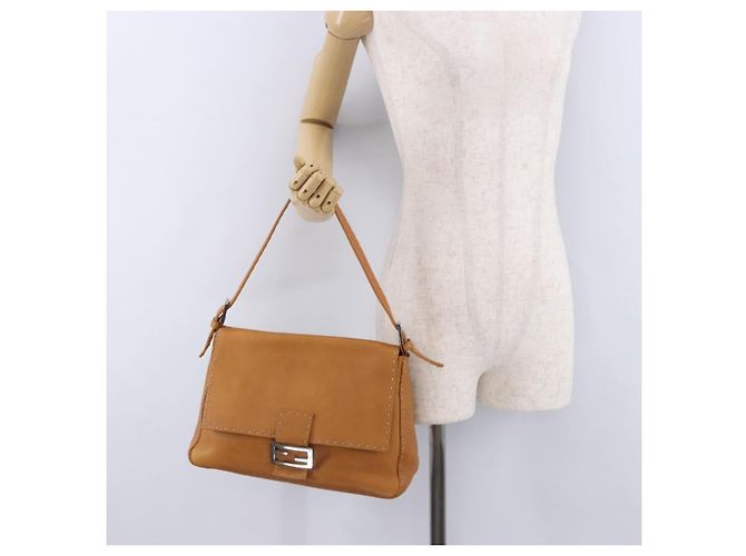 Borsa a tracolla FENDI Selleria Mamma Baguette in pelle marrone argento Auth yk20788SAM - vista 27