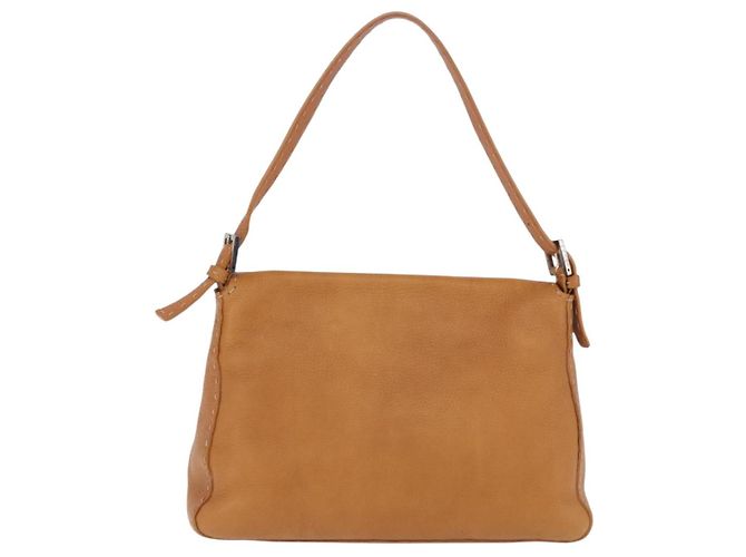 Borsa a tracolla FENDI Selleria Mamma Baguette in pelle marrone argento Auth yk20788SAM - vista 3