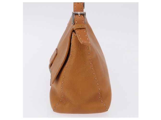 Borsa a tracolla FENDI Selleria Mamma Baguette in pelle marrone argento Auth yk20788SAM - vista 5