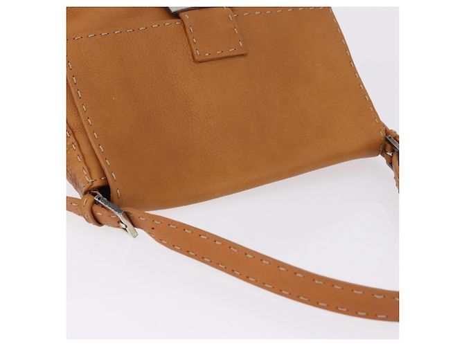 Borsa a tracolla FENDI Selleria Mamma Baguette in pelle marrone argento Auth yk20788SAM - vista 7