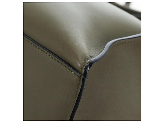 Céline CELINE Big Bag Small Hand Bag Leather Khaki Silver Auth am12347M Argento Cachi - vista 14
