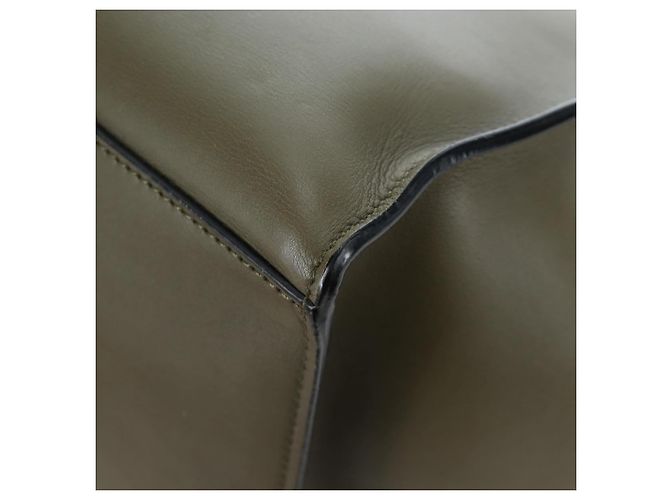 Céline CELINE Big Bag Small Hand Bag Leather Khaki Silver Auth am12347M Argento Cachi - vista 16