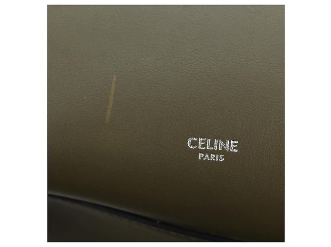 Céline CELINE Big Bag Small Hand Bag Leather Khaki Silver Auth am12347M Argento Cachi - vista 17