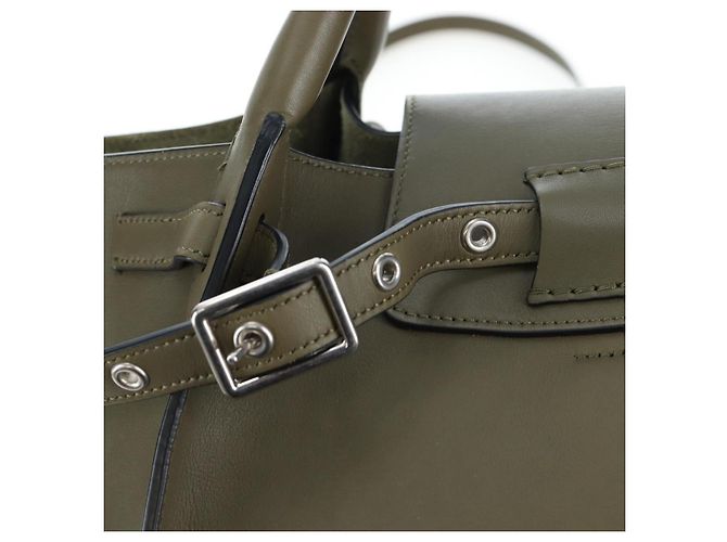 Céline CELINE Big Bag Small Hand Bag Leather Khaki Silver Auth am12347M Argento Cachi - vista 19