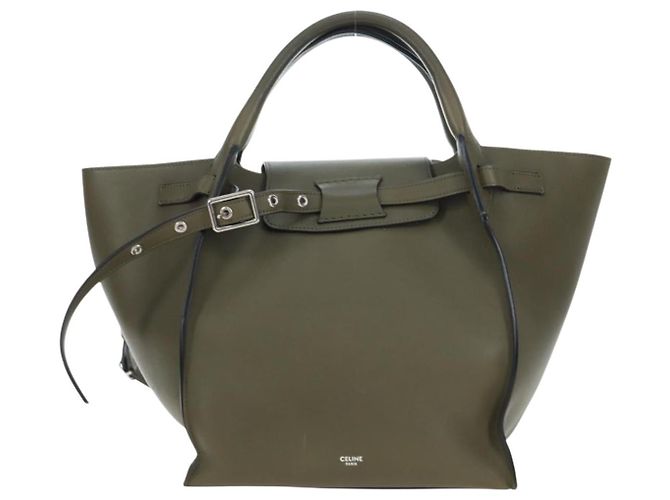 Céline CELINE Big Bag Small Hand Bag Leather Khaki Silver Auth am12347M Argento Cachi - vista 2