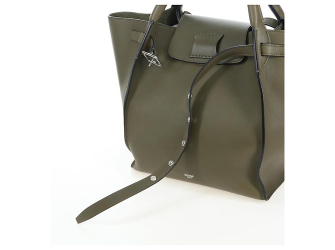 Céline CELINE Big Bag Small Hand Bag Leather Khaki Silver Auth am12347M Argento Cachi - vista 20
