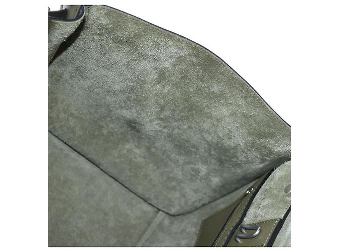 Céline CELINE Big Bag Small Hand Bag Leather Khaki Silver Auth am12347M Argento Cachi - vista 23