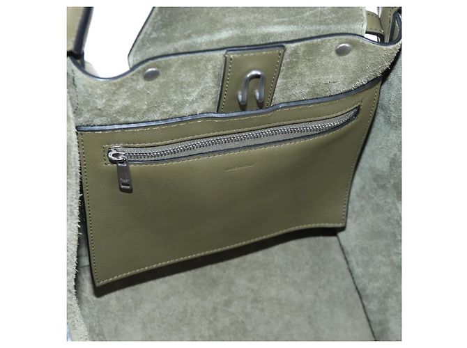 Céline CELINE Big Bag Small Hand Bag Leather Khaki Silver Auth am12347M Argento Cachi - vista 25
