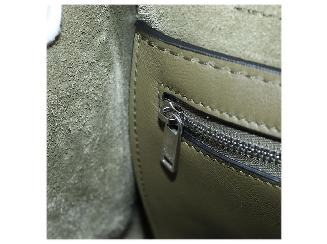 Céline CELINE Big Bag Small Hand Bag Leather Khaki Silver Auth am12347M Argento Cachi - vista 27