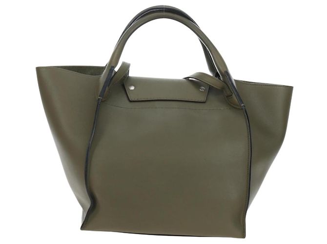 Céline CELINE Big Bag Small Hand Bag Leather Khaki Silver Auth am12347M Argento Cachi - vista 3