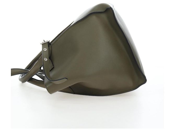 Céline CELINE Big Bag Small Hand Bag Leather Khaki Silver Auth am12347M Argento Cachi - vista 4