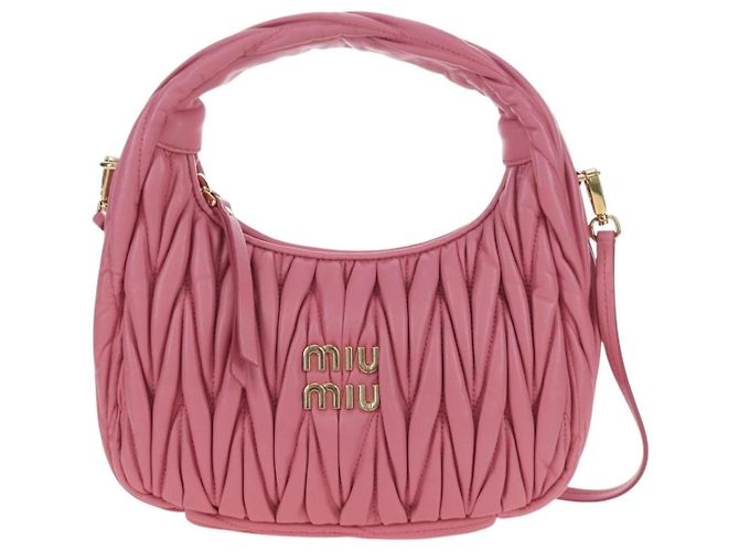 Borsa Miu Miu Matelassé Wonder in pelle 2way Rosa Oro Auth 196578M D'oro - vista 2
