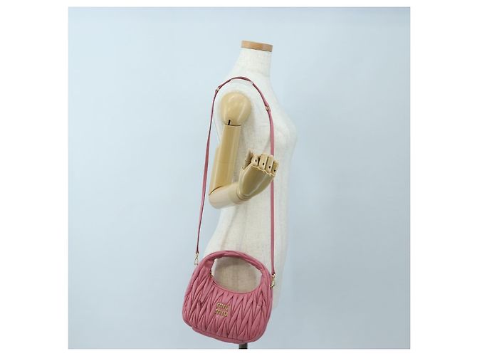 Borsa Miu Miu Matelassé Wonder in pelle 2way Rosa Oro Auth 196578M D'oro - vista 22