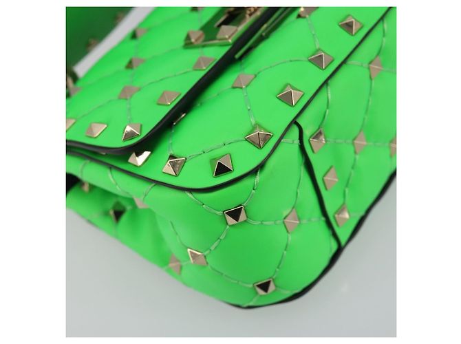 Borsa a tracolla VALENTINO Micro Rockstud Chain in pelle 2way Verde Oro Auth 198465V - vista 15