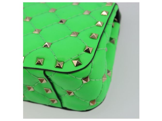 Borsa a tracolla VALENTINO Micro Rockstud Chain in pelle 2way Verde Oro Auth 198465V - vista 16
