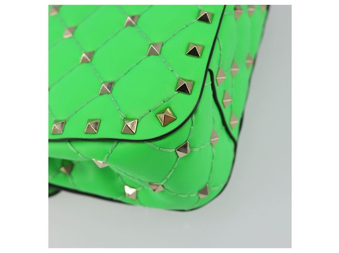 Borsa a tracolla VALENTINO Micro Rockstud Chain in pelle 2way Verde Oro Auth 198465V - vista 17