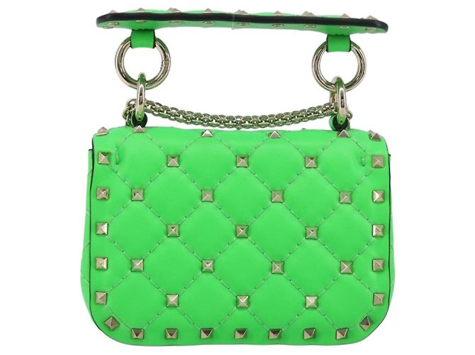 Borsa a tracolla VALENTINO Micro Rockstud Chain in pelle 2way Verde Oro Auth 198465V - vista 2