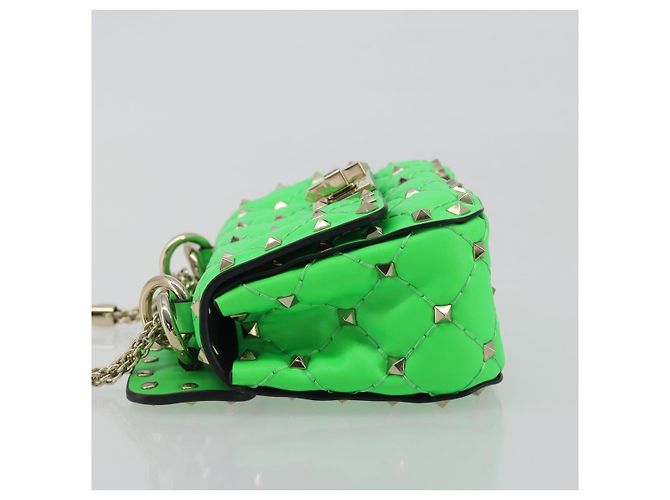 Borsa a tracolla VALENTINO Micro Rockstud Chain in pelle 2way Verde Oro Auth 198465V - vista 4