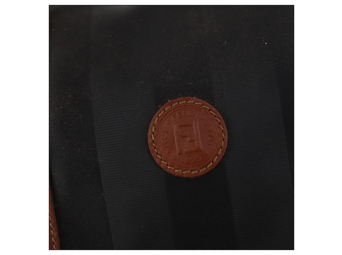 Pequin Borsa Boston FENDI Pecan PVC Pelle Nero Marrone Auth ep15801 - vista 14