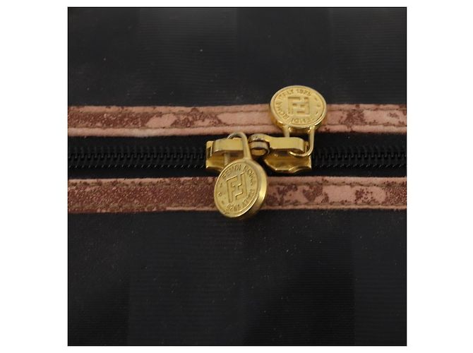 Pequin Borsa Boston FENDI Pecan PVC Pelle Nero Marrone Auth ep15801 - vista 16