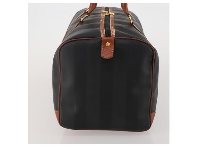 Pequin Borsa Boston FENDI Pecan PVC Pelle Nero Marrone Auth ep15801 - vista 4
