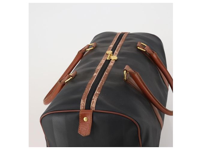 Pequin Borsa Boston FENDI Pecan PVC Pelle Nero Marrone Auth ep15801 - vista 6