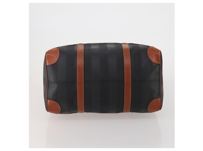 Pequin Borsa Boston FENDI Pecan PVC Pelle Nero Marrone Auth ep15801 - vista 9