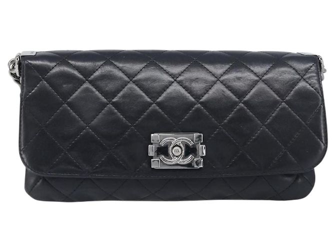 Borsa a tracolla CHANEL Matelasse con catena in pelle d'agnello nera e argento CC Auth yk20835V Nero - vista 2