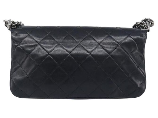Borsa a tracolla CHANEL Matelasse con catena in pelle d'agnello nera e argento CC Auth yk20835V Nero - vista 3