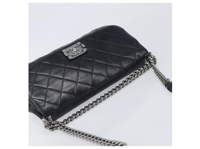 Borsa a tracolla CHANEL Matelasse con catena in pelle d'agnello nera e argento CC Auth yk20835V Nero - vista 6