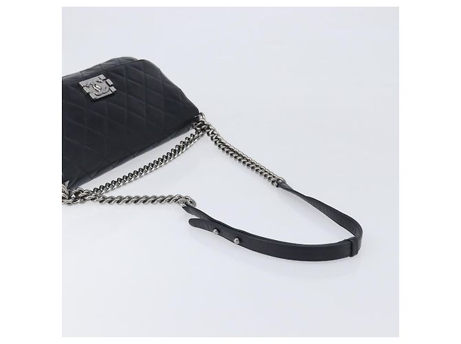 Borsa a tracolla CHANEL Matelasse con catena in pelle d'agnello nera e argento CC Auth yk20835V Nero - vista 7